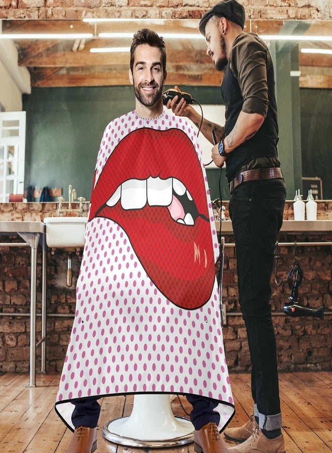 visesunny Barber Cape Sexy Lip Dot Polyester Hair Cutting Salon Cape Apron Anti-Static Haircut Water-Resistant Shaving Cloth Beard Shaving Bib Hairdressing Cape - Image 2