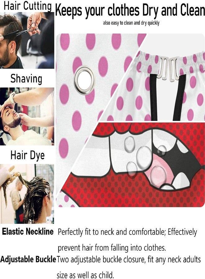 visesunny Barber Cape Sexy Lip Dot Polyester Hair Cutting Salon Cape Apron Anti-Static Haircut Water-Resistant Shaving Cloth Beard Shaving Bib Hairdressing Cape - Image 5