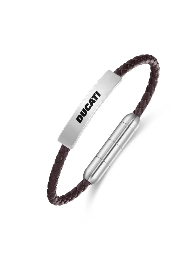 دوكاتي Trail Brown Leather Braided Bracelet for Men
