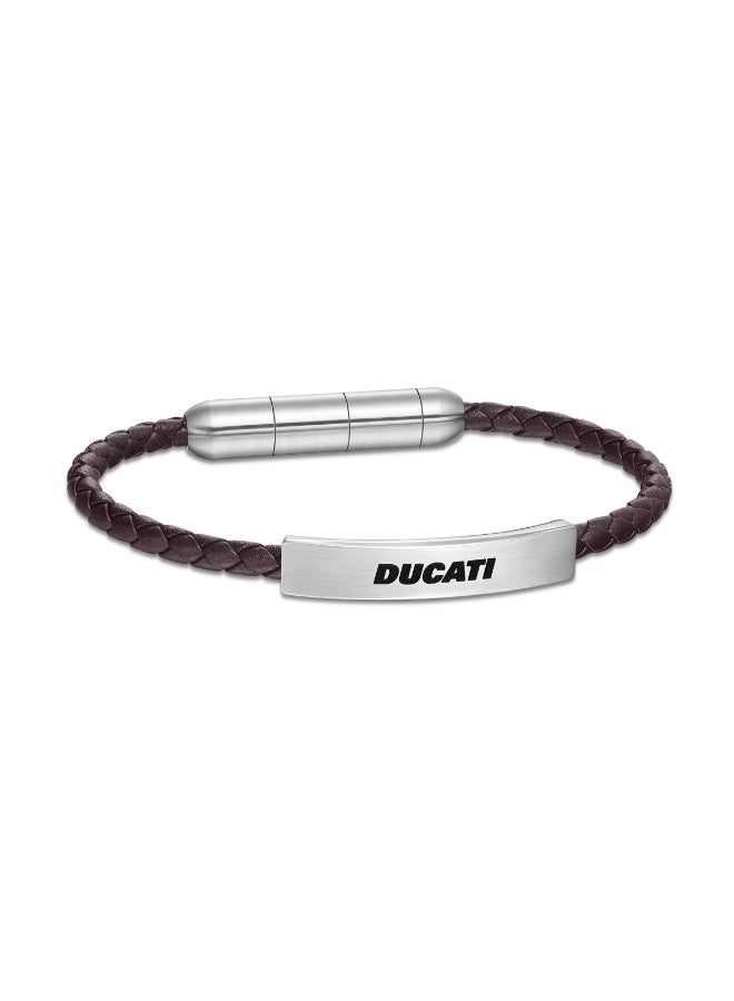 Ducati سوار جلد بني مضفر للرجال - Image 2
