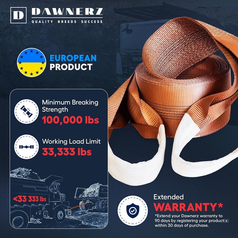 Dawnerz Heavy Duty Tow Strap 20 ft 110000 lbs - Towing Rope for Trucks and Buses - Image 2