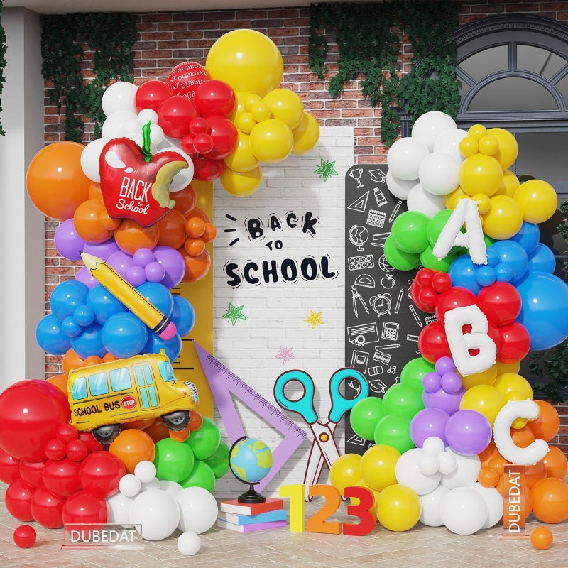 DUBEDAT Back to School Balloon Arch KitRainbow Balloons Pencil Apple Bus ABC Foil Balloons for Welcome Back To School Classroom Party First Day of School Kindergarten Decorations - Image 2
