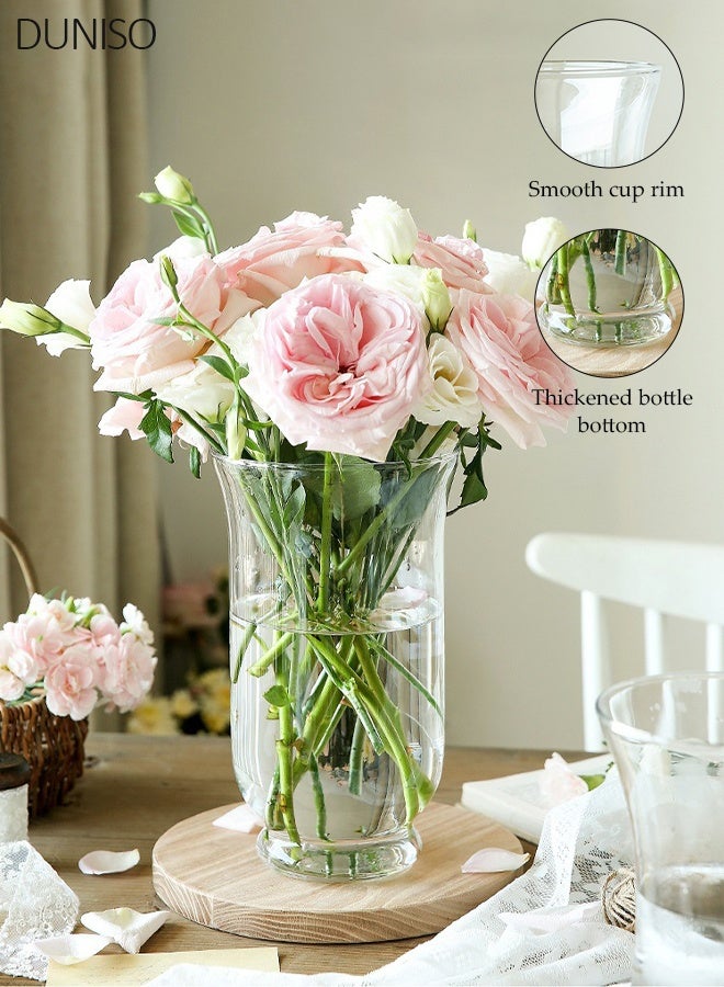 DUNISO Clear Glass Vase, Modern Decorative Vase, Large Irregular Shape Vintage Flower Vase, Minimalist Ins Style Embossed Glass Vase for Wedding Table Decorations Centerpieces, Living Room, Dining Table, Mantle, Shelf, Wedding, Office, Entryway - Image 1