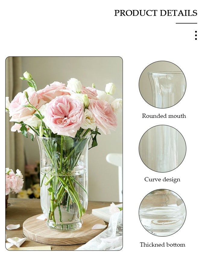 DUNISO Clear Glass Vase, Modern Decorative Vase, Large Irregular Shape Vintage Flower Vase, Minimalist Ins Style Embossed Glass Vase for Wedding Table Decorations Centerpieces, Living Room, Dining Table, Mantle, Shelf, Wedding, Office, Entryway - Image 3