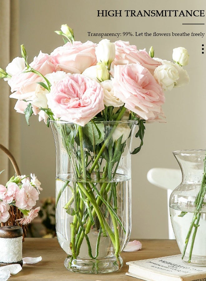 DUNISO Clear Glass Vase, Modern Decorative Vase, Large Irregular Shape Vintage Flower Vase, Minimalist Ins Style Embossed Glass Vase for Wedding Table Decorations Centerpieces, Living Room, Dining Table, Mantle, Shelf, Wedding, Office, Entryway - Image 4