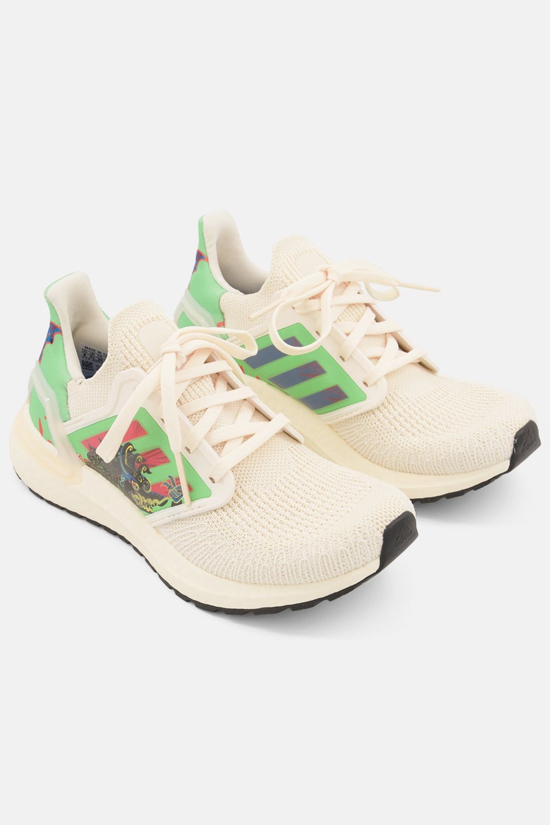 Adidas Kids Boy Sea City Pack Graphic Print Lace Up Running Shoes, Cream Combo - Image 1