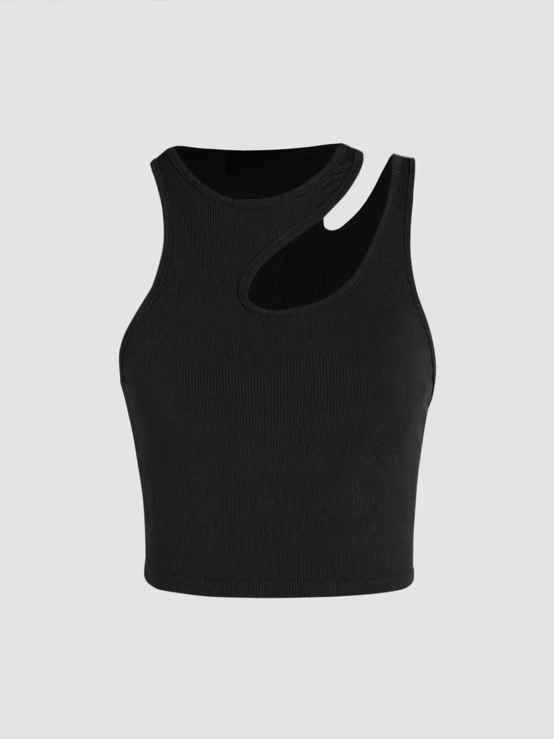 Asymmetrical Collar Crop Top