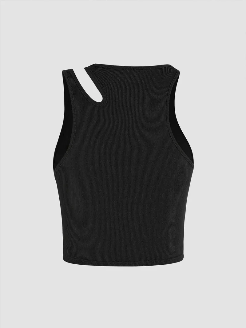 HICCUP Black Asymmetrical Collar Crop Top for Women | Best Price UAE