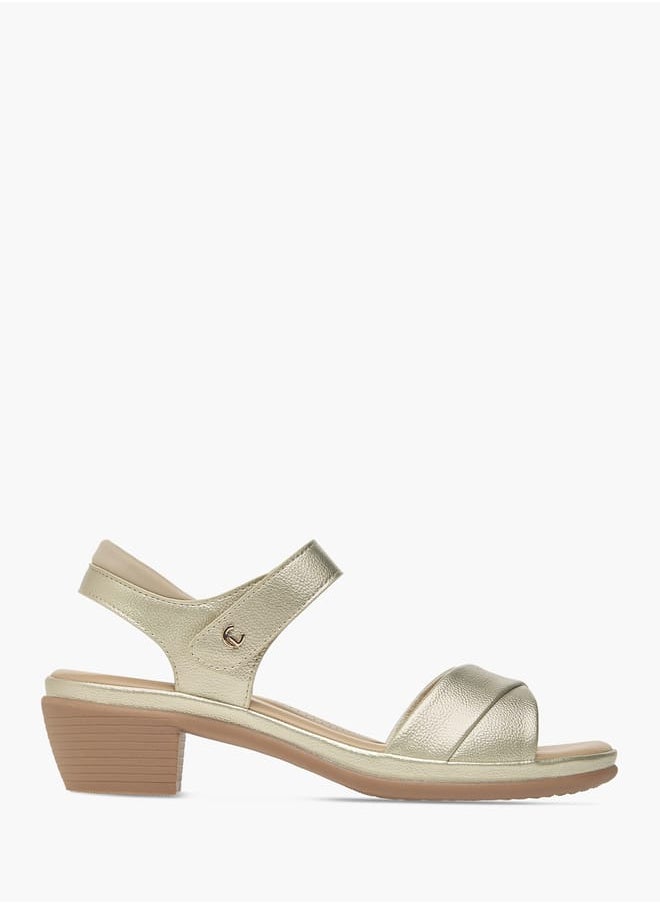 Le Confort Women Solid Block Heel Sandals with Hook and Loop Closure  - Image 3