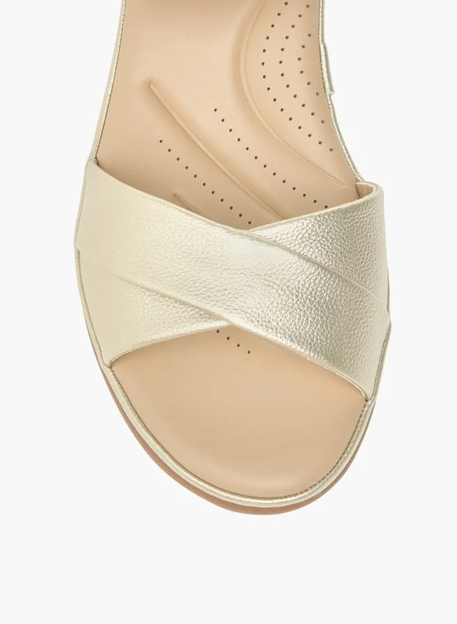 Le Confort Women Solid Block Heel Sandals with Hook and Loop Closure