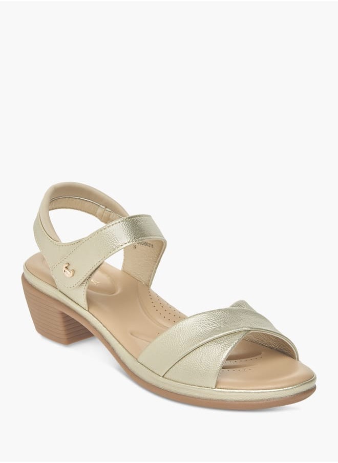 Le Confort Women Solid Block Heel Sandals with Hook and Loop Closure  - Image 1
