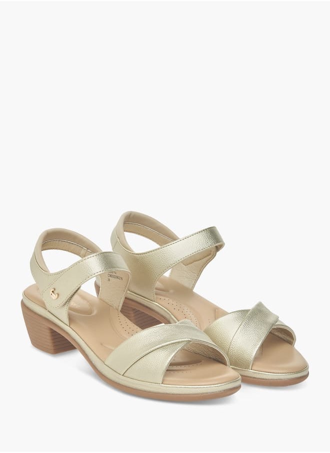 Le Confort Women Solid Block Heel Sandals with Hook and Loop Closure  - Image 2