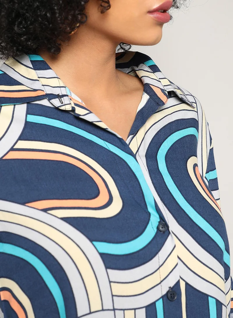 PINACOLADA Women's Indigo Blue Contrast Lined Co-Ord Set