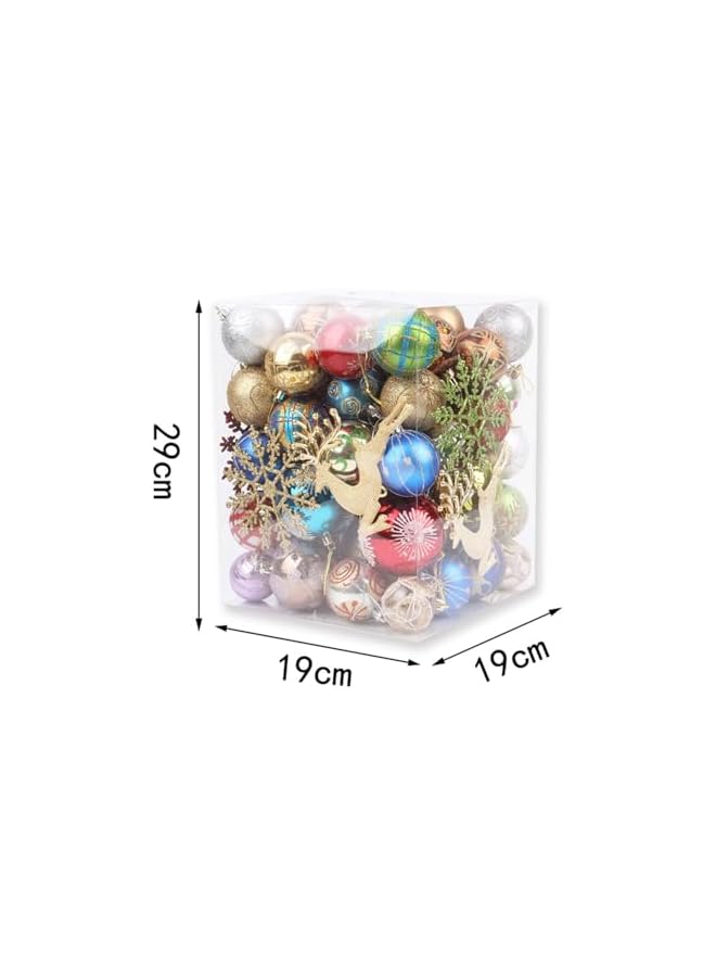 The Bros 60-70PCS Christmas Balls Ornaments Set, Colorful Shatterproof Plastic Decorative Baubles for Xmas Tree Decor Holiday Wedding Party Decoration with Ropes, Christmas Hanging Balls. (A) - Image 2
