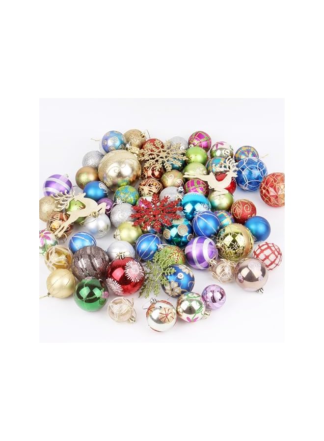 The Bros 60-70PCS Christmas Balls Ornaments Set, Colorful Shatterproof Plastic Decorative Baubles for Xmas Tree Decor Holiday Wedding Party Decoration with Ropes, Christmas Hanging Balls. (A) - Image 4