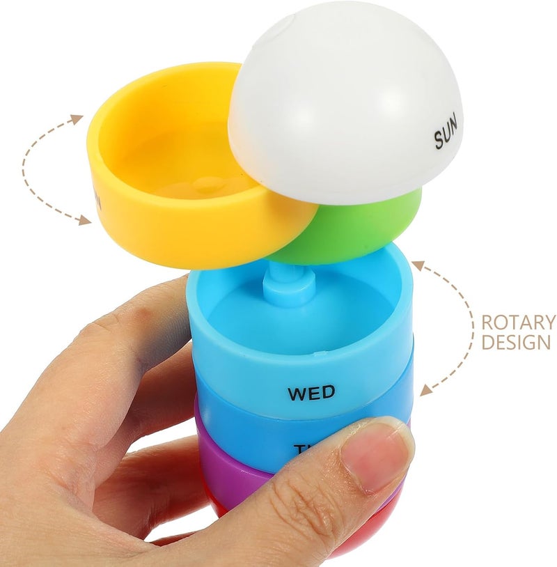 7-Day Portable Weekly Medicine Organizer Box, Color-Coded Compartments, Compact Pill Case for Daily Use and Travel, Household Medicine Accessory with Protective Lid - Image 4