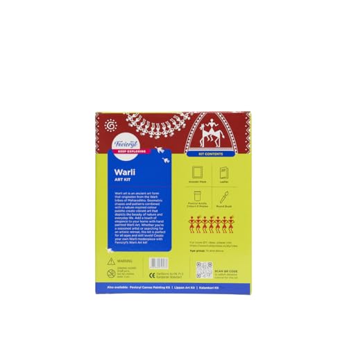 Fevicryl Warli Mini Art Kit | All-Inclusive DIY Kit of Wooden Plank with Hook, Acrylic Colours, Brush | for Artists, Students, Hobbyists & Gifting | Ideal for Age 14 + - Image 5
