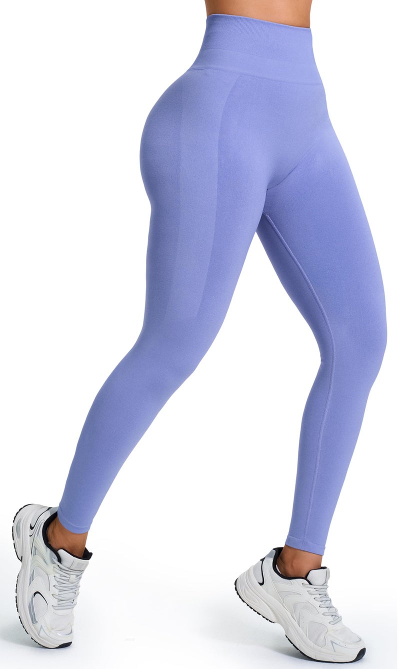 JOYSPELS Seamless Booty Lifting Pants for Women - High Waisted Squat Proof Gym Athletic Tights Scrunch Workout Leggings Hydrangea S - Image 3
