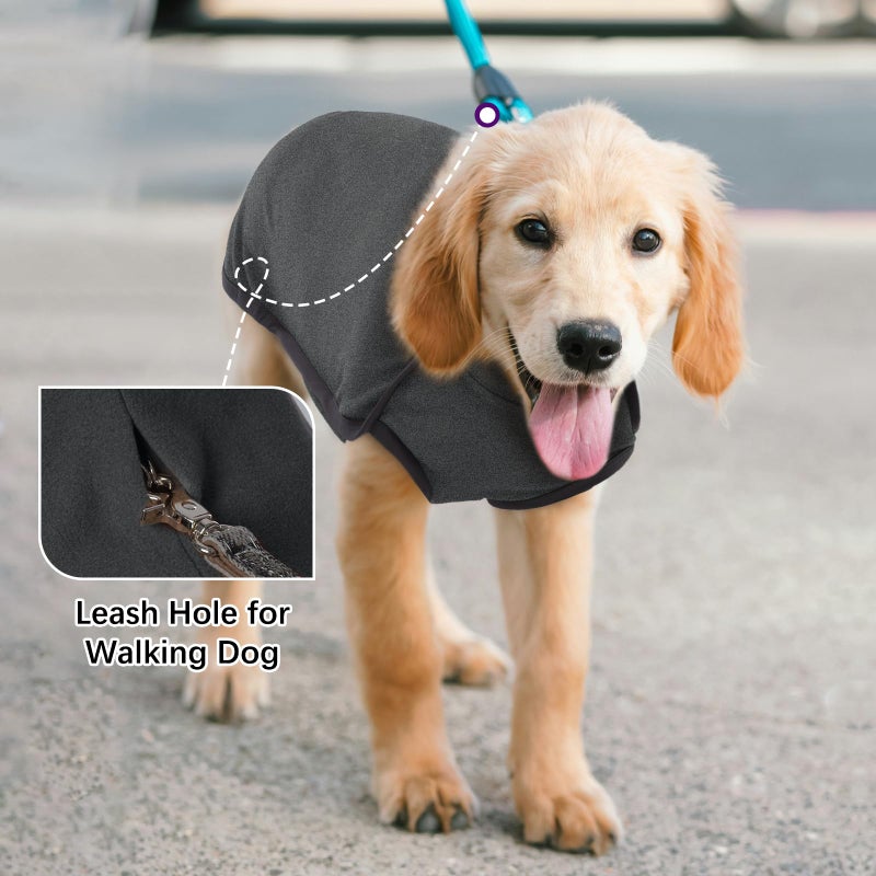 ROZKITCH Fleece Dog Winter Coat Soft Pullover Pajamas, Windproof Warm Cold Weather Jacket Vest with Leash Hole, Jumpsuit Apparel Outfit Clothes for Walking Hiking Travel Sleep Black XL - Image 2