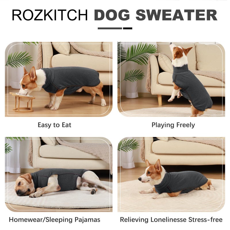ROZKITCH Fleece Dog Winter Coat Soft Pullover Pajamas, Windproof Warm Cold Weather Jacket Vest with Leash Hole, Jumpsuit Apparel Outfit Clothes for Walking Hiking Travel Sleep Black XL - Image 3