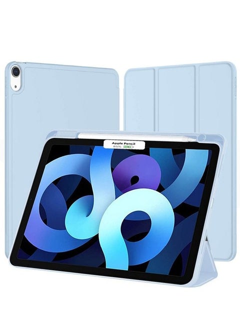 iPad Air 5th Generation Case 2022/iPad Air 4th Generation Case 2020 10.9 Inch with Pencil Holder, Support Touch ID and Auto Wake/Sleep, Trifold Stand Smart Case (Sky Blue)