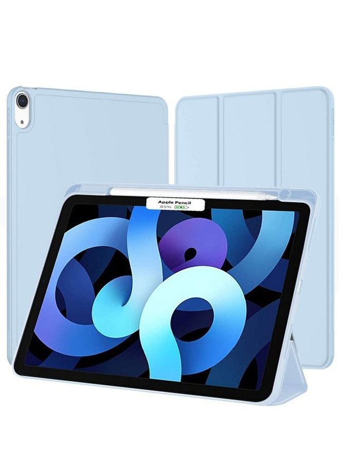 iPad Air 5th Generation Case 2022/iPad Air 4th Generation Case 2020 10.9 Inch with Pencil Holder, Support Touch ID and Auto Wake/Sleep, Trifold Stand Smart Case (Sky Blue)