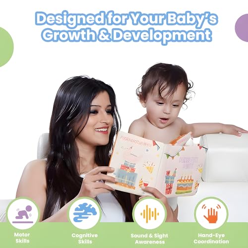 Nuluv Infant Perfect Party Playbook - Squeaker and Rattle Cloth Book Enable Joyful Sounds for Baby 3 Months+, Multicolor - Image 3