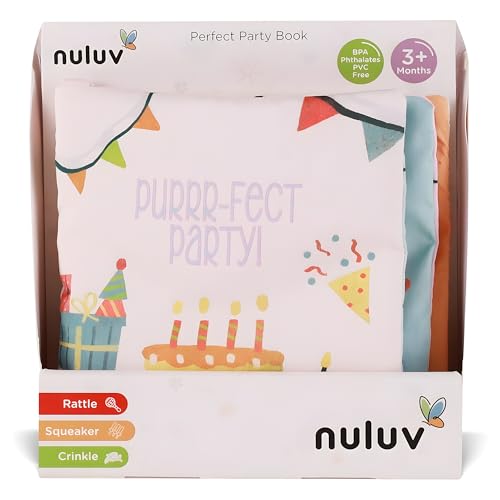 Nuluv Infant Perfect Party Playbook - Squeaker and Rattle Cloth Book Enable Joyful Sounds for Baby 3 Months+, Multicolor - Image 5
