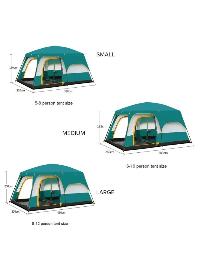 توبيز خيمة تخييم خارجية مزدوجة الطبقات من توبي الجديدة، تتسع من 8 إلى 12 شخصًا، غرفة نوم وغرفة معيشة، كابينة عائلية (أخضر) - Image 5