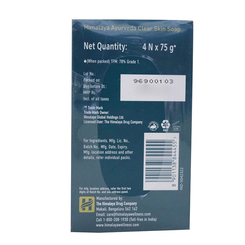 Himalaya Ayurveda Clear Skin Soap 75g Pack of 4 - Image 4