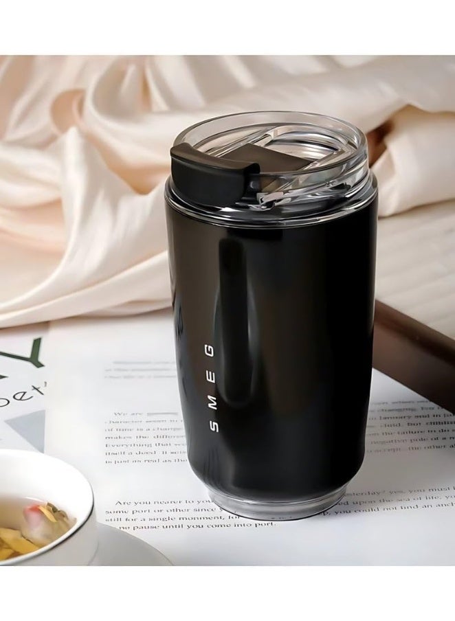 سميج كوب سفر SMEG بغطاء 320مل، كوب مشروبات قابل لإعادة الاستخدام مع غطاء شفاف، مناسب للقهوة والمشروبات اليومية - Image 2