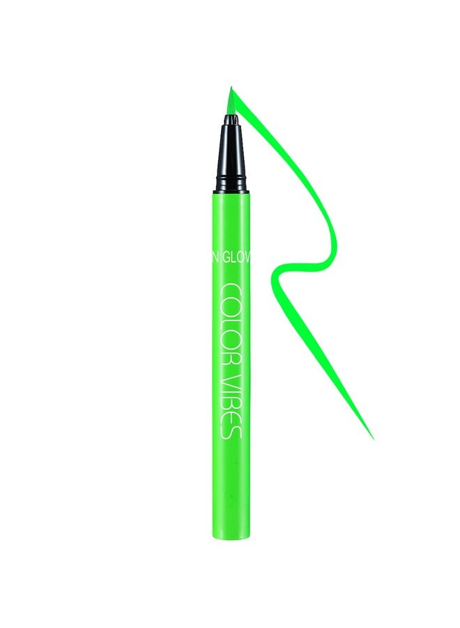 DELISOUL Uv Neon Liquid Eyeliner, Matte Colored Eyeliner Pen, Waterproof Smudgeproof Pigmented Eye Liner, Glow Brightly Under Uv Lights, Colorful Eye Makeup For Rave Party Music Festival, Neon Green - Image 1