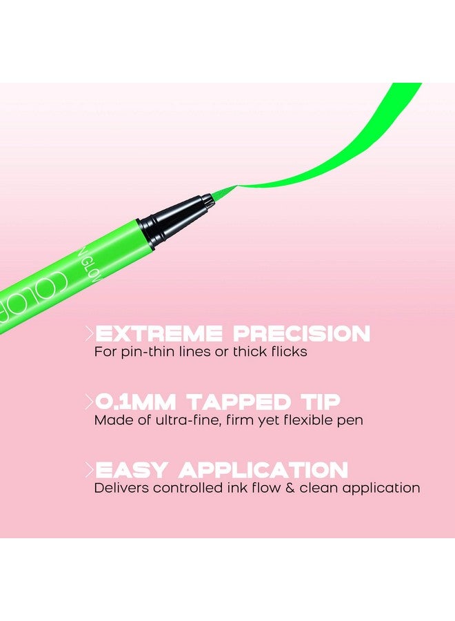 DELISOUL Uv Neon Liquid Eyeliner, Matte Colored Eyeliner Pen, Waterproof Smudgeproof Pigmented Eye Liner, Glow Brightly Under Uv Lights, Colorful Eye Makeup For Rave Party Music Festival, Neon Green - Image 5