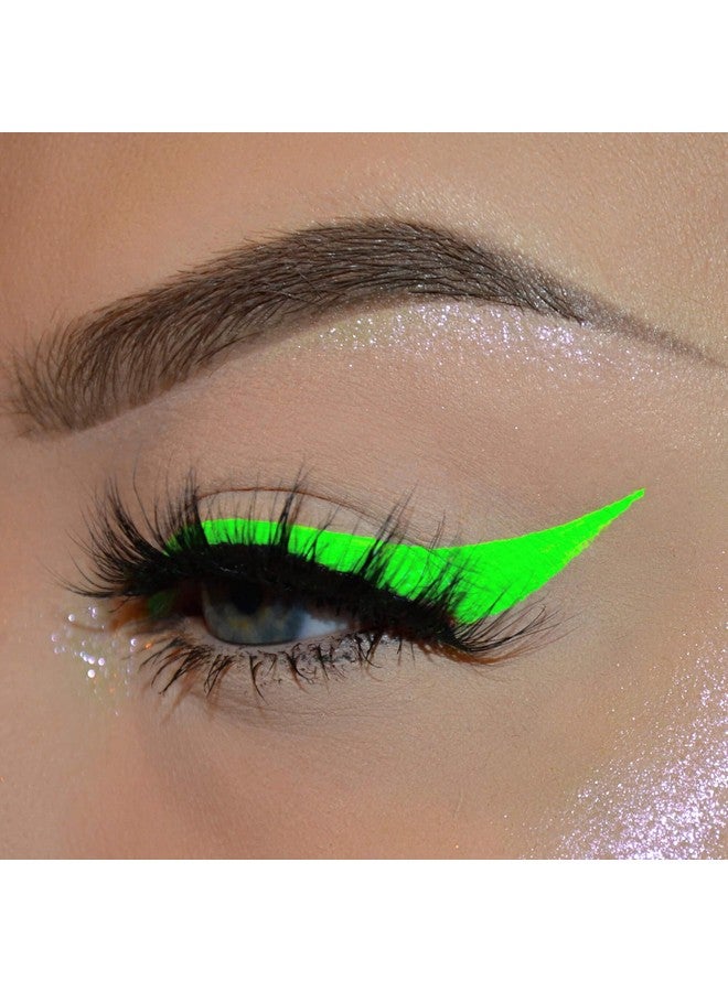 DELISOUL Uv Neon Liquid Eyeliner, Matte Colored Eyeliner Pen, Waterproof Smudgeproof Pigmented Eye Liner, Glow Brightly Under Uv Lights, Colorful Eye Makeup For Rave Party Music Festival, Neon Green - Image 3