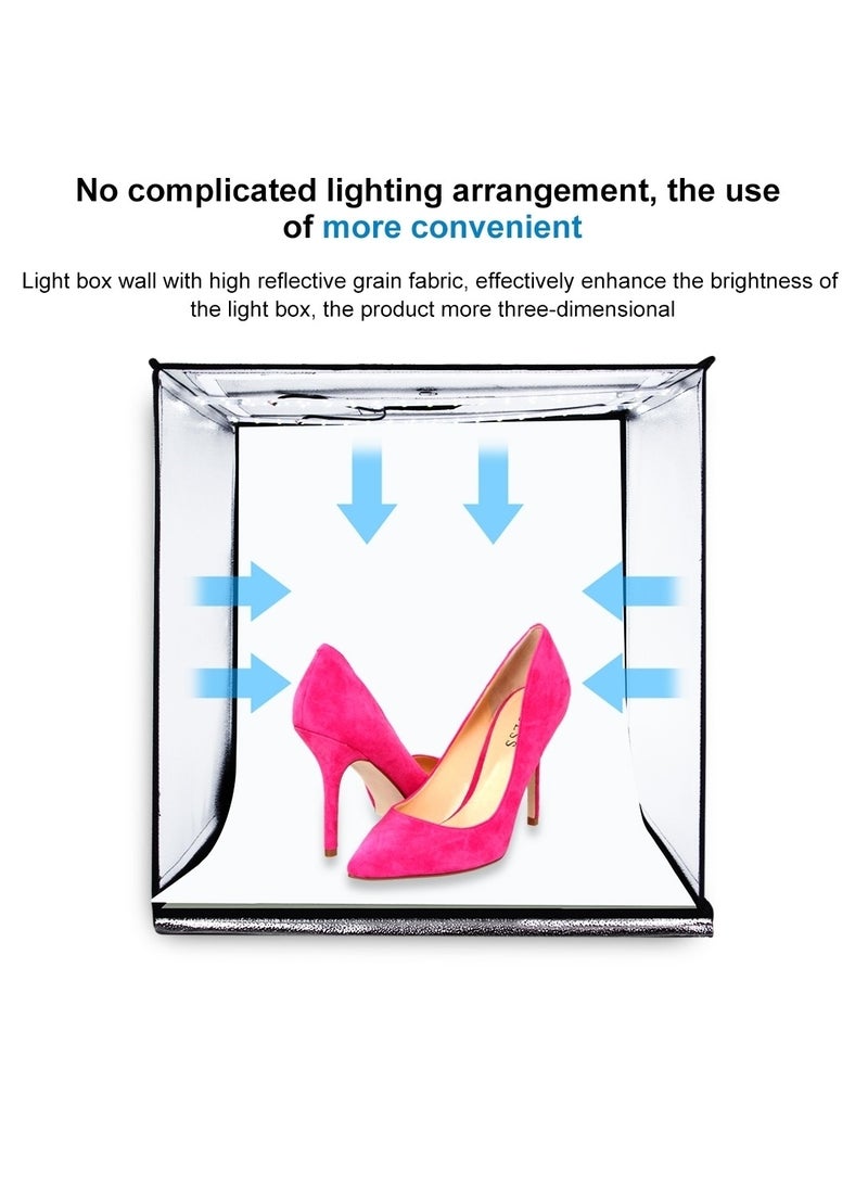 PULUZ 15.8 inch Foldable Portable 24W 5500K White Light Photography Lighting Box,Photo Lighting Studio Kits with 6 Colors Backdrops - Image 4