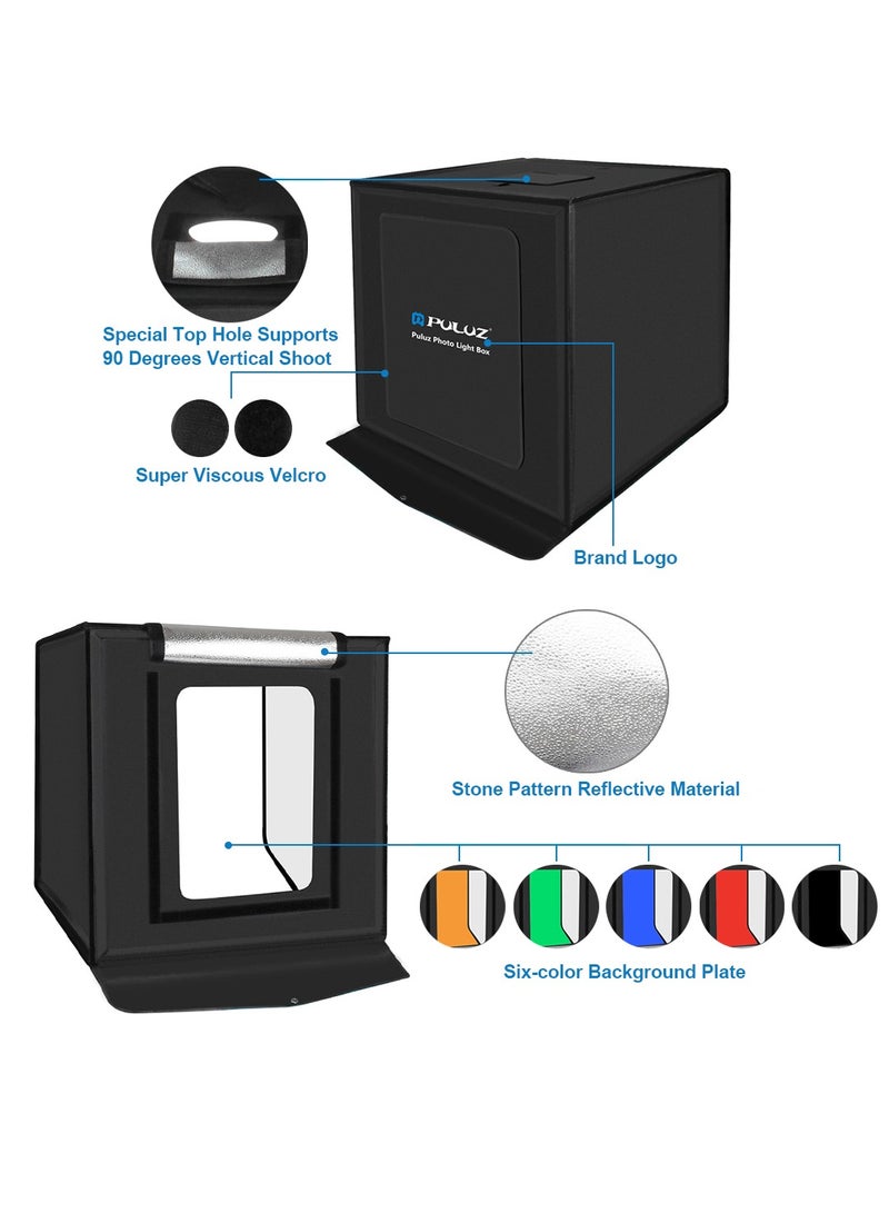 PULUZ 15.8 inch Foldable Portable 24W 5500K White Light Photography Lighting Box,Photo Lighting Studio Kits with 6 Colors Backdrops - Image 2