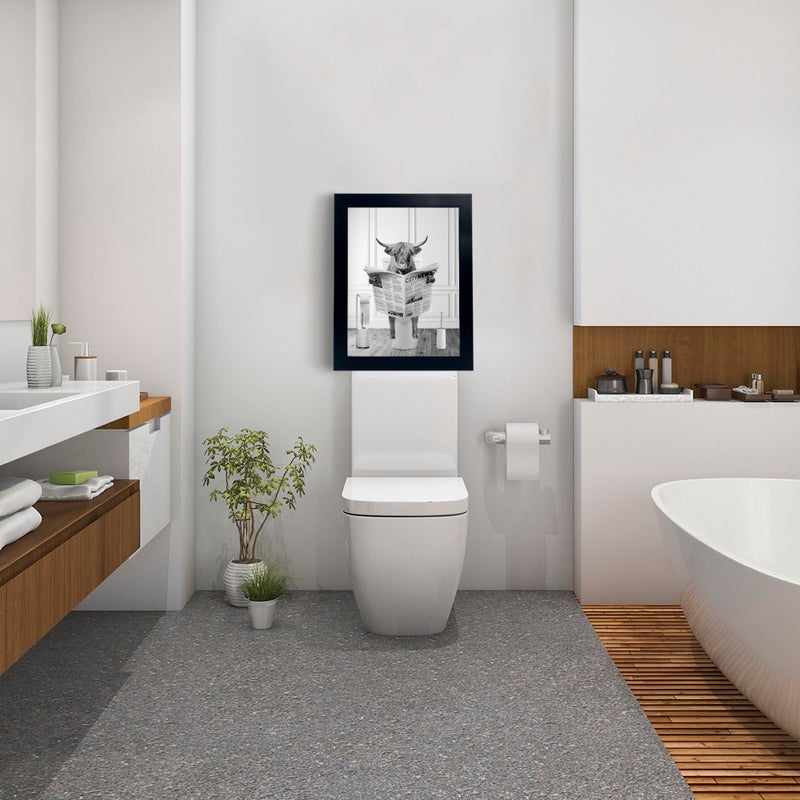 YongArt Black Framed Highland Cow Wall Art in Bathtub, Funny Black and White Canvas Picture, Humor Animals Artwork Prints for Bathroom, Bedroom, Kids Decor - Image 4