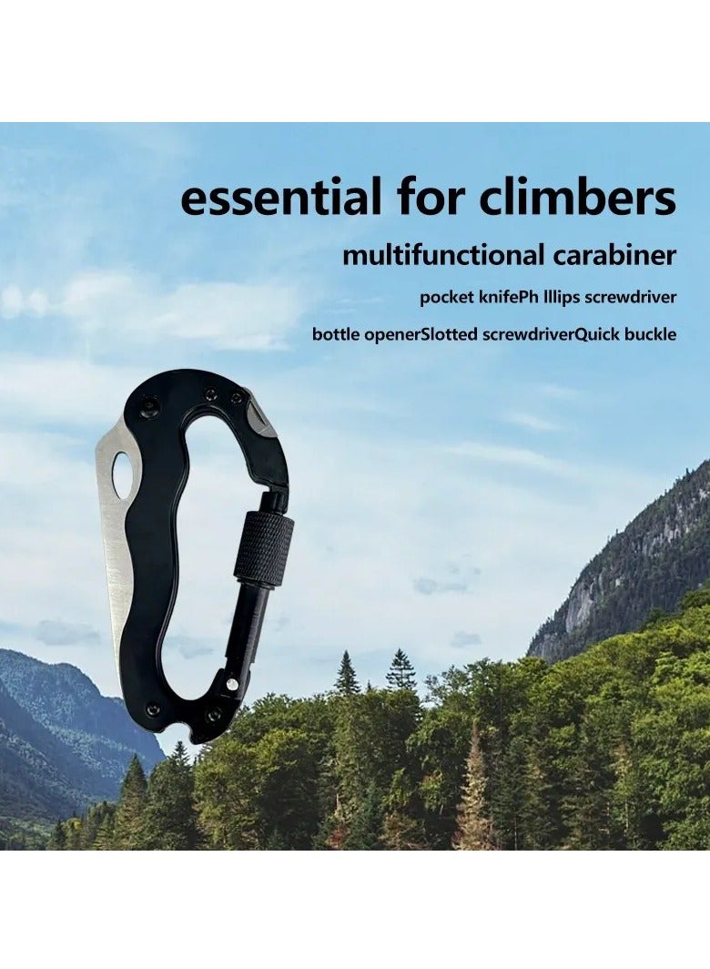 5-in-1 Outdoor Multi-Functional Mountaineering Buckle Aluminum Alloy and Steel Quick Attach Cross Screwdriver Bottle Opener  - Image 3