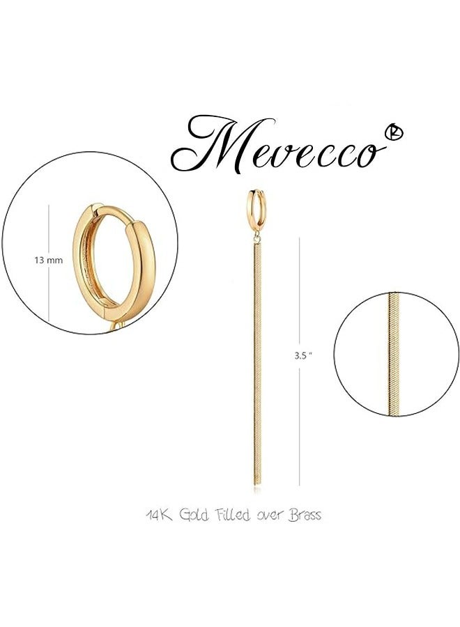 Mevecco Women Huggie Hoop Earrings Gold Ear Stud Cuff 14K Gold Filled Small Boho Beach Simple Delicate Handmade Hypoallergenic Jewelry Gift - Image 4