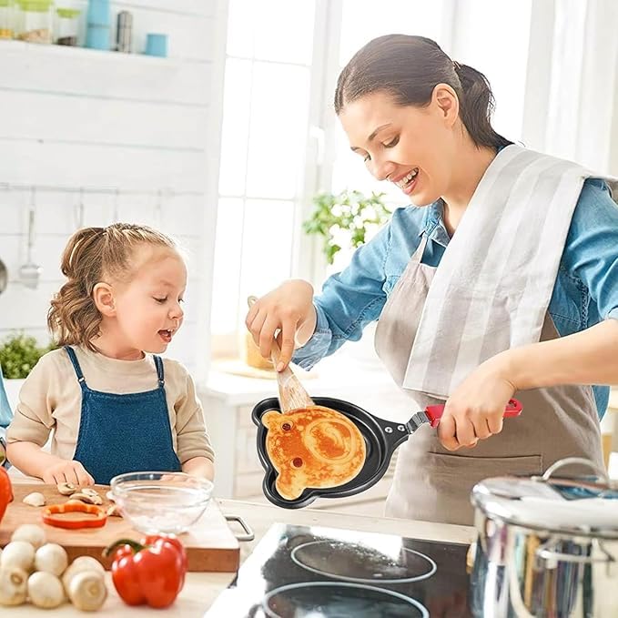 VAUGHN Multi-Shape Non-Stick Frying Pan for Kids - Egg Fry, Omelette & Uttapam Pan | Small Fun Shape Fry Pan for Quick Breakfast & Snacks (1Pc, Multicolor & Designs May Vary) - Image 3