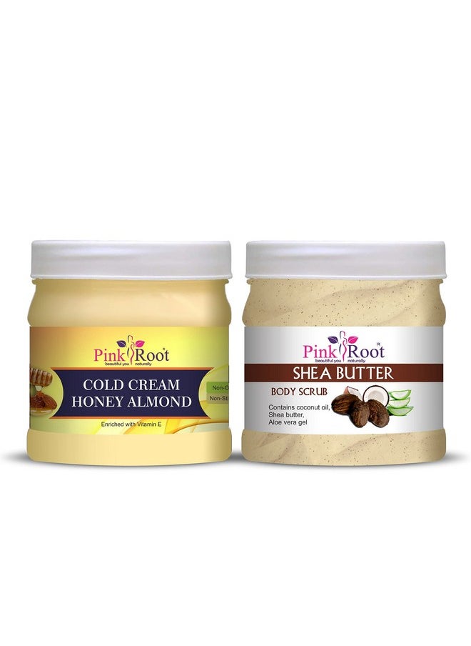 Pink Root Pink Root Honey Almond Cold Cream 500ML with Shea Butter Scrub 500ml  - Image 1