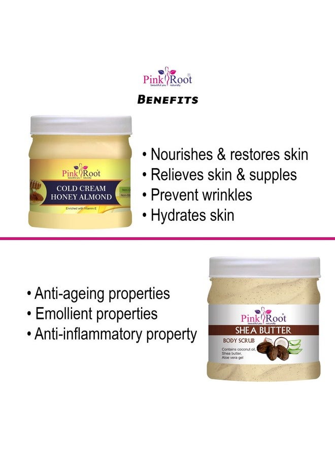 Pink Root Pink Root Honey Almond Cold Cream 500ML with Shea Butter Scrub 500ml  - Image 5
