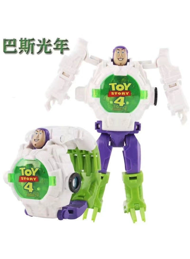 Little Red Riding Book Buass Lightyear Children's Toy Electronic Projection Watch Kindergarten Ultraman Transformation Robot-Color:Deformed Bath ] - Image 1