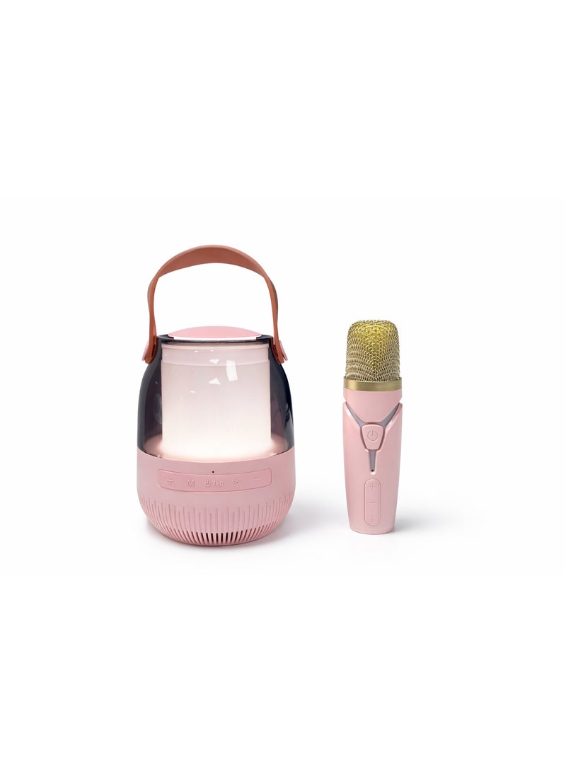 Portable Wireless LED Bluetooth Karaoke Speaker with Rechargeable Microphone comes with Bluetooth , TF Card and USB Support - Image 1