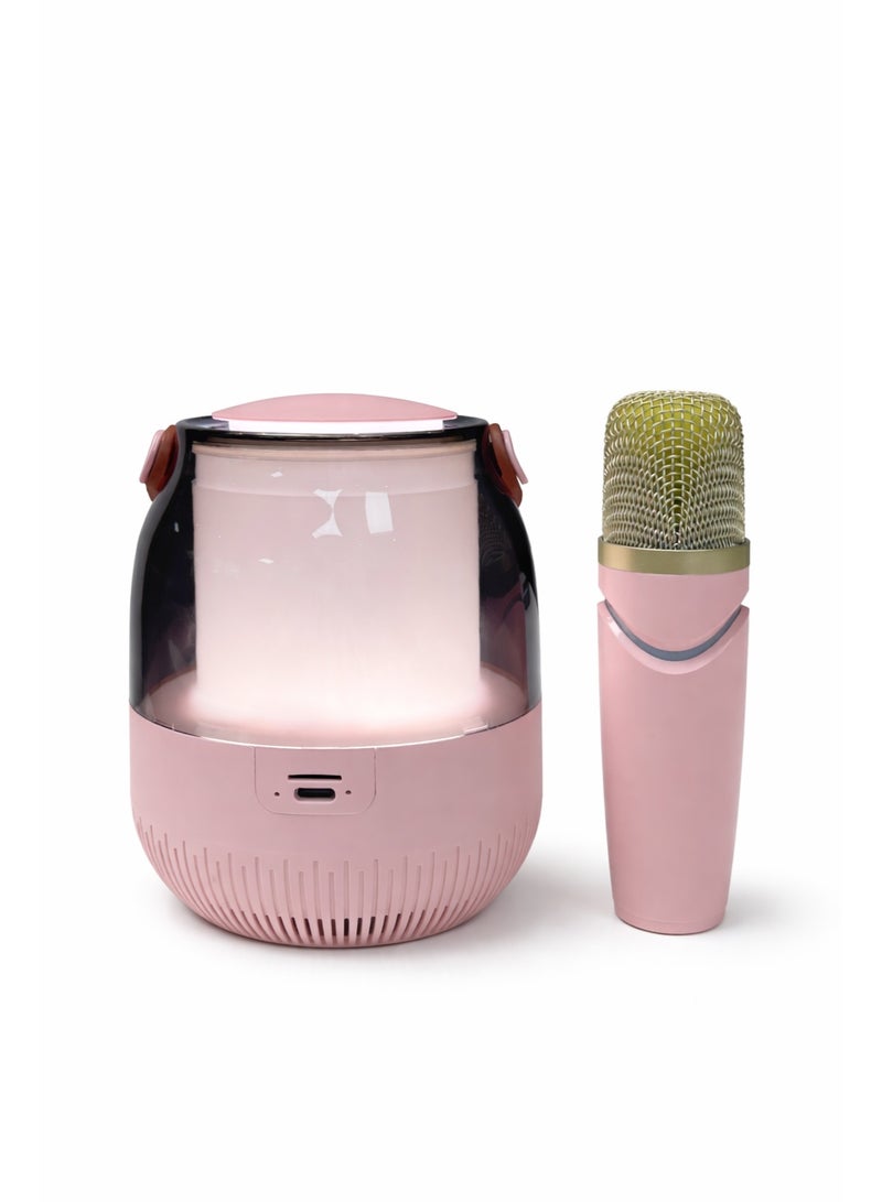 Portable Wireless LED Bluetooth Karaoke Speaker with Rechargeable Microphone comes with Bluetooth , TF Card and USB Support - Image 4