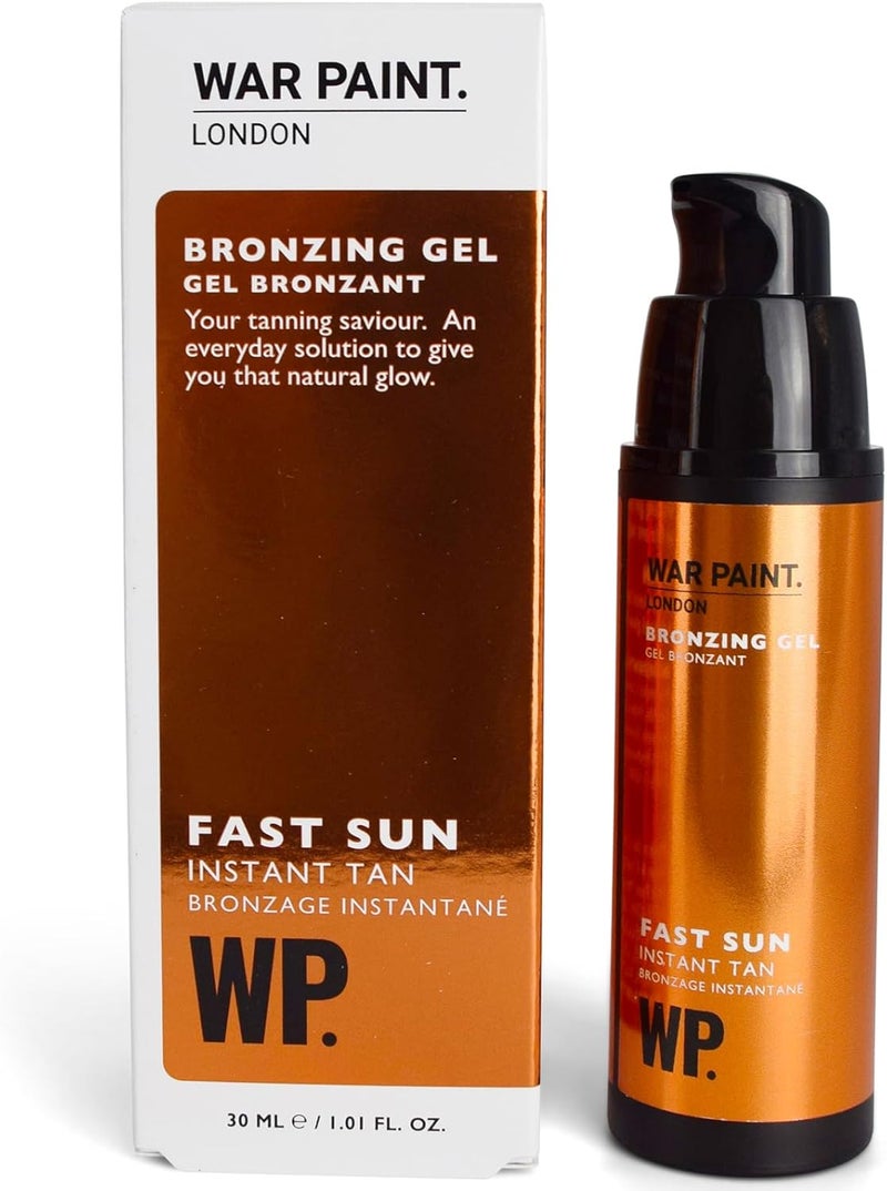 War Paint Fast Sun Bronzing Gel for Instant Tan Lightweight Buildable Bronzer with Easy WashOff Formula Enriched with Willow Bark Extract for Hydration Vegan CrueltyFree Skincare 30ml