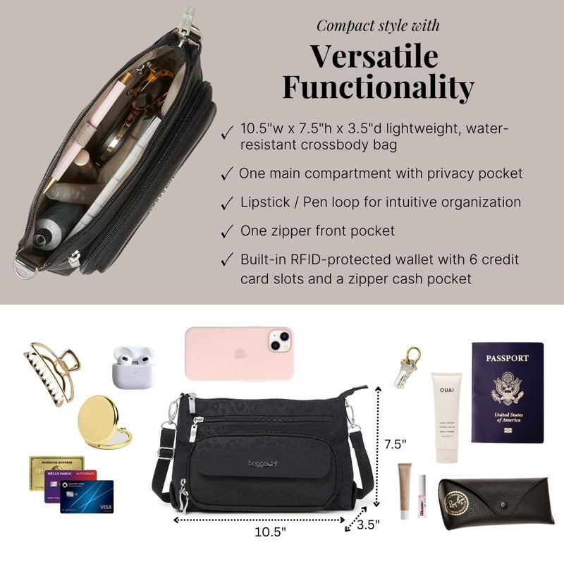 Baggallini Women's Original Everyday Bag with Built-in RFID Wallet, Black Cheetah, One Size US - Image 4