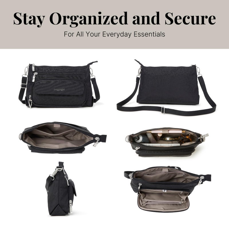 Baggallini Women's Original Everyday Bag with Built-in RFID Wallet, Black Cheetah, One Size US - Image 5