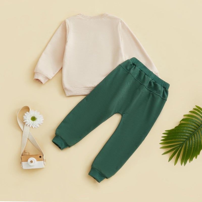 Fernvia Toddler Baby Boy Fall Clothes Animal Print Long Sleeve Pullover Tops + Drawstring Pants Winter Outfits (C-Green Fish, 12-18 Months) - Image 5
