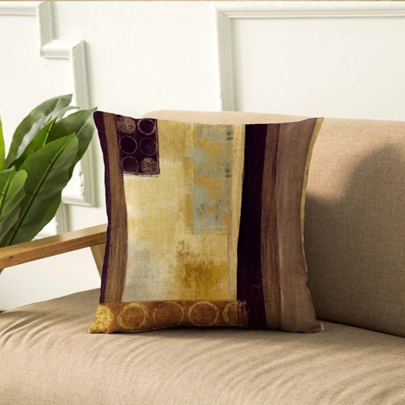 WOMHOPE Set of 4 Modern Vintage Geometric Decorative Throw Pillow Covers Pillow Cases Cushion Cases 18 x 18 Inch for Living Room, Couch and Bed (Blocks) - Image 5